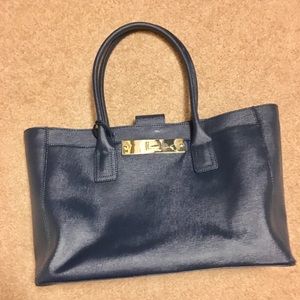 Vince Camuto blue leather tote